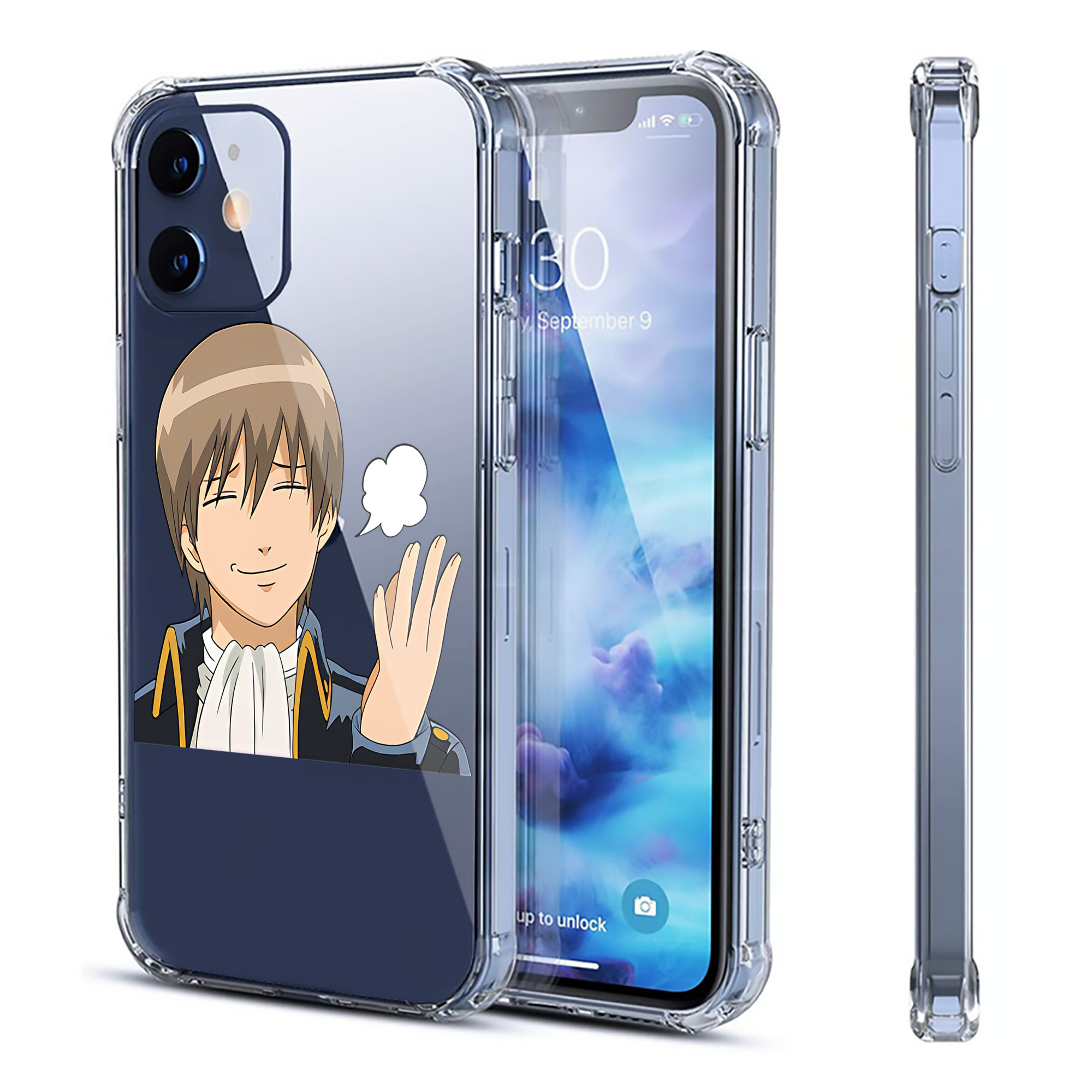 （画像用） ぎんたま 坂田銀時（さかたぎんとき） 神楽 志村新八（しむら しんぱち） GINTAMA Sakata Gintoki Kagura Shimura Shinpachi 【iPhone 12シリーズ対応】透明スマホケース（クリアソフトケース）